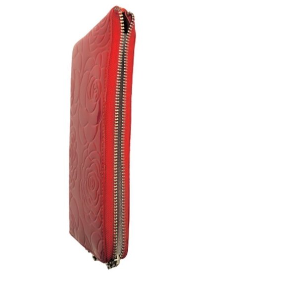 Red Rectangular Rose Motif Clutch Wallet NWOT - Picture 4 of 10